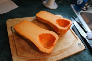 scooped out butternut squash