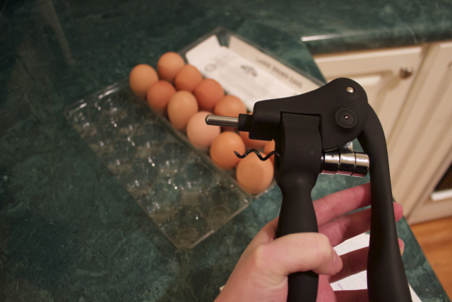 I love this corkscrew, but it's not the best implement for poking holes in eggs, turns out.